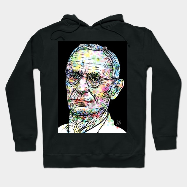 HERMANN HESSE watercolor and ink portrait Hoodie by lautir